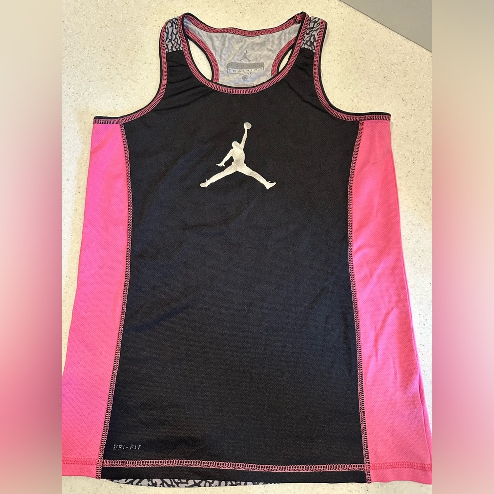 Jordan Training Dri-Fit Girl’s XL Pink & Black & Silver Basketball Tank …